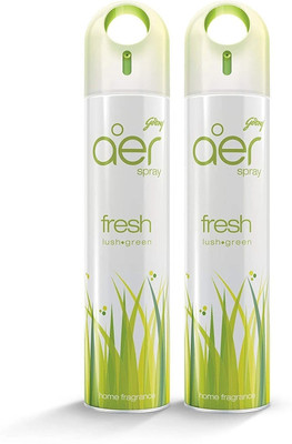 Godrej Aer Freshener for Home & Office - Fresh Lush Green | Pack of 2 (240 ml each) Car Freshener Spray Fresh Lush Green(2 x 240 ml)
