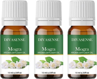Divasense Mogra Aroma Oil, Diffuser, Diffuser Set, Refill 10ml each Aroma Diffuser Oil/ Burner Oil, pack of 3 Freshener Fragrance(3 x 10 ml)