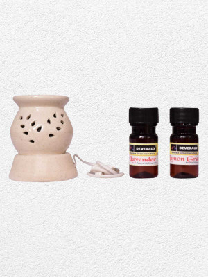 DEVERAUX lemon grass, LAVENDER Diffuser, Diffuser Set, Aroma Oil white electric diffuser with two bottel of fragrance oil(3 x 0.33 Units)