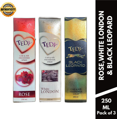 DSP Fresh Spray Tedy Rose,White London & Black Leopard Car & Air Freshener Spray 250ml Each (Pack of 3)(3 x 250 ml)