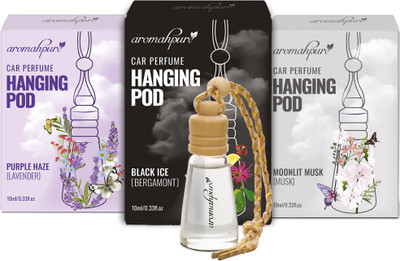 Aromahpure Car Perfume Long Pod |BlackIce, Musk, Lavender Fragrance Car Air Freshener Car Freshener Diffuser Car Perfume Long Pod(3 x 10 ml)
