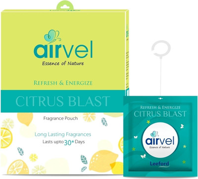 Airvel Citrus Blast Car Freshener Blocks Citrus Pouch Odour-Neutralizing 30 Days Freshness Easy Hang(6 x 10 g)