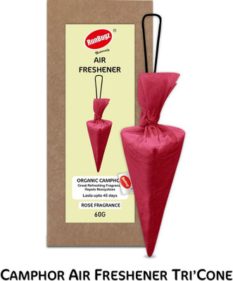 RunBugz Camphor Tricone With Rose Fragrance Air Freshener Car Air Purifier(Pink)