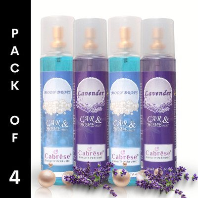 CABRESE LAVENDER, MOONDROPS Car Freshener Spray PREMIUM ROOM FRESHENERS(4 x 250 ml)