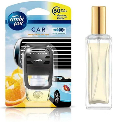 Ambipur Car Perfume AC Vent 7.5ml Citrus+Essential Oil Blended Lemon Grass Air Car Freshener Spray, Refill Car Air Freshener Starter Kit 7.5ml Citrus+Essential Oil Blended Travel Perfume Lemon Grass Spray|Odor Eliminator(30 ml) Ambipur Car Perfume AC Vent 7.5ml Citrus+Essential Oil Blended Lemon Grass Air Car Freshener Spray, Refill Car Air Freshener Starter Kit 7.5ml Citrus+Essential Oil Blended Travel Perfume Lemon Grass Spray|Odor Eliminator(30 ml)