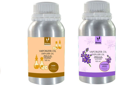 Veena Oudh and Lavender Aroma Oil Aroma Oil Diffuser, Fragrance for Home, Room, Office & Washrooms 100ml, Set of 2 Pcs(2 x 1 g)
