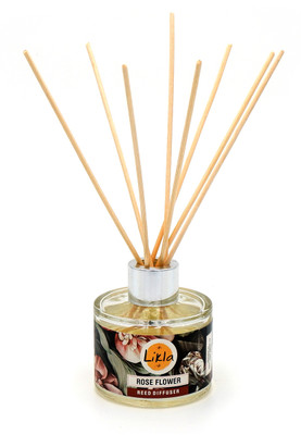 Likla Rose Flower Aroma Oil, Diffuser Set Rose Flower Reed Diffuser Set(100 ml)