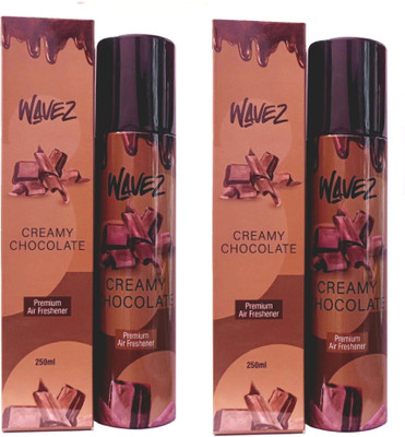 Wavez airfreshner Spray 2 CREAMY CHOCOLATE AIR FRESHNER ,250 ML EACH, PACK OF 2 .(2 x 250 ml)