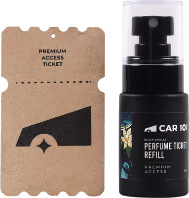 CAR101 Black Vanilla Car Freshener Refill Black Vanilla Premium Car Perfume With Wooden Dangler | 300 + Sprays(35 ml)
