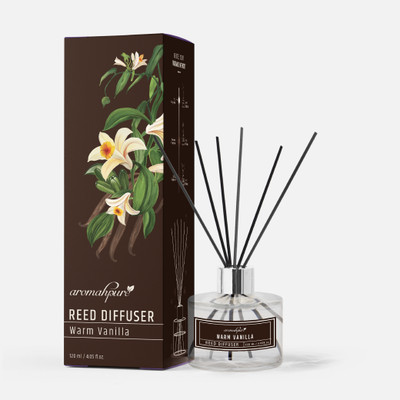 Aromahpure Reed Diffuser with 6 Fiber Reed Sticks | Vanilla Room Air Freshener For Home Diffuser Set REED-DIFFUSER(120 ml)