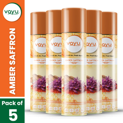 Vayu Air Freshener Room Spray Amber Saffron Flavor (Pack of 5) Spray Air Freshener Room Spray(5 x 220 ml)