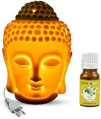 PeepalComm Ceramic Electric Buddha Diffuser Night Lamp with Mogra Aroma Oil 10ml Diffuser Set Ceramic Electric Buddha Diffuser Night Lamp with Mogra Aroma Oil 10ml For Home Decor & Fragrance(10 ml)
