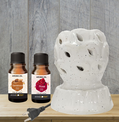 PeepalComm multi fragrance Diffuser Set Ceramic Electric Aroma Oil Diffuser, Night Lamp Ele Leaf Diff ( Sand+Rose 10ml)(3 x 6.67 ml) PeepalComm multi fragrance Diffuser Set Ceramic Electric Aroma Oil Diffuser, Night Lamp Ele Leaf Diff ( Sand+Rose 10ml)(3 x 6.67 ml)