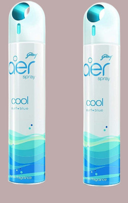 Godrej Aer Cool Car Freshener Spray Car Air Freshener Spray-270 ml Cool Surf Blue_195(2 x 135 ml)