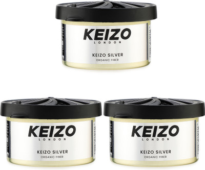 Keizo Silver Car Freshener Blocks Car Perfume Strong Fiber Air Freshener To Freshen 'up Your Car Silver(3 x 40 g)