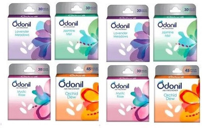 Odonil LEVENDER, JESMINE, MYSTIC ROSE , ORCHID DEW Blocks Car Freshener Blocks Air Freshener LEVENDER, JESMINE, MYSTIC ROSE , ORCHID DEW Blocks(8 x 50 g)