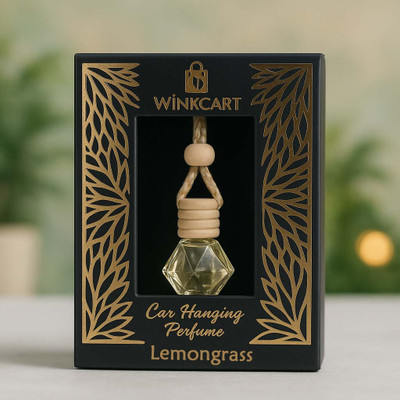 WINKCART Premium Lemon grass Essential oil Car Perfume Hanging Pod Car Freshener Refill Car perfume hanging blended with Essential oil in glass bottle car decor diffuser(8 ml)