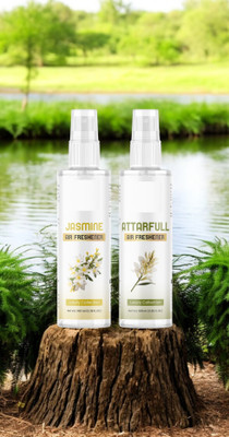 Influtive Air Freshener Jasmine & Attarfull for Home, Car, Hotel Rooms & Office 200ml Car Freshener Spray Air Freshener Luxury Collection in Combo Set Original Jasmine +Attarfull For Home, Car, Hotel Rooms & Office Spray (100ml+100ml)-150(2 x 100 ml)
