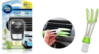Ambipur jasmine Diffuser, Blocks Air Freshener/Purifier Pur Toilet Real Perfume Oil Fresh Jasmine Combo Auto Pearl Car Freshener- Exotic Jasmine, Starter Kit 7.5 ml with ac vent cleaning brush(7.5 ml)