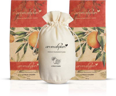 Aromahpure Premium Car Perfume Fragrance Flakes - Citrus Charm| Luxury Car Air Freshener Car Freshener Diffuser FLAKES(100 g)