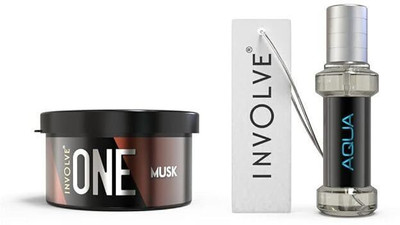 Involve ONE Musk Car Perfume & Elements Aqua Spray Air Car Perfume Combo Car Freshener Blocks ONE Musk Car Perfume & Elements Aqua Spray Air Car Perfume Combo(2 x 1 Units)