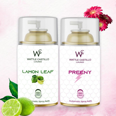 Wattle Castillo Luxuries Lemon Leaf, And Preeny Room Fresheners Refill, Automatic Spray 265ml Air Freshener Refilled(2 x 265 ml)