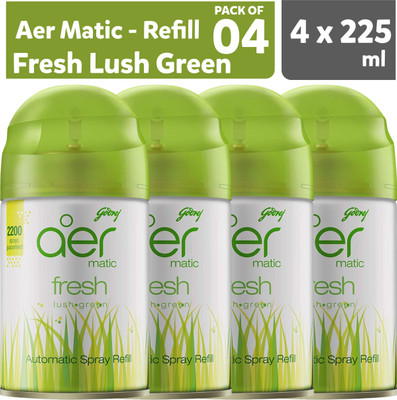 Godrej Fresh, Lush, Green Car Freshener Spray, Refill, Automatic Spray GRN4(4 x 225 ml)