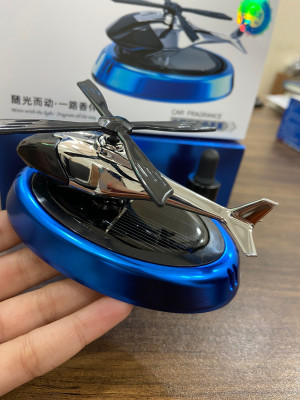 JMD GLOBAL SALES Multiple Fragrance Blue Solar Powered Rotating Helicopter Air Freshener Car Freshener Diffuser Blue Solar Powered Rotating Helicopter Air Freshener(10 ml)