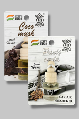 areej PARIS OUDH, Coco musk Car Freshener Diffuser Car hanging perfume Car air freshener Mix Combo(2 x 8 ml)