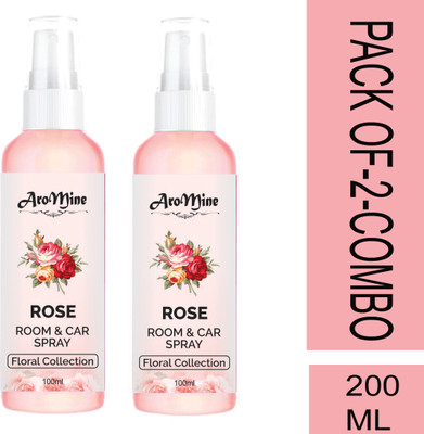 AroMine Rose Air Freshener Mist ( For Home , Car , Bathroom ) Spray Rose Room & Car Fragrance Spray -Combo Offer(2 x 100 ml)