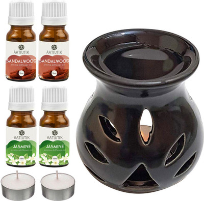 Aatiutik Jasmine, Sandalwood Diffuser Set AT-2TL_BLACKTDIF_2SW_2JAS(7 x 5.71 ml)