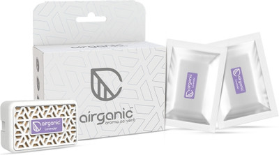 Airganic Aroma Car AC Vent - Lavender Starter Kit | Refills (1+1)pcs - 26gm Car Freshener Blocks Aroma Car AC Vent(1 Units)