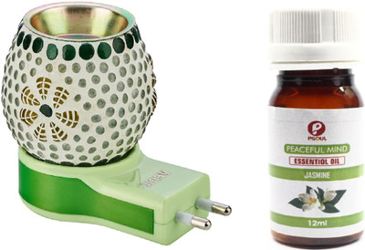 PSOUL JASMINE Diffuser Set Combo V dic Electric Ceramic Burner Dani Night Lamp with Jasmine Essential Oil , Positivity Vibes, Fragrance Perfume Diffuser for Home Office(Design & Color May Vary)(2 x 0.5 Units)