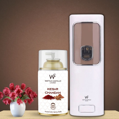 Wattle Castillo Automatic Air Freshener Dispenser(Machine+Kesarchandan Refill -265ml) 3000+ Automatic Spray, Refill WC-Machine02+Kesarchandan(2 Units)