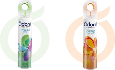 Odonil JASMINE FRESH, SANDAL BOUQUET, LONG LASTING FRAGRANCE, AIR FRESHNER Spray(2 x 220 ml)