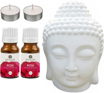 Aatiutik Rose, Tlight Buddha Head Diffuser Set AT-2TL_2RS(5 x 4 ml)
