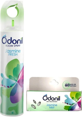 Odonil Jasmine Spray, Jasmine zipper, Jasmine Blocks (100 g) Spray, Blocks Jasmine Fresh Spray (137g) AND Jasmine Blocks (100 g)(2 x 118.5 g)