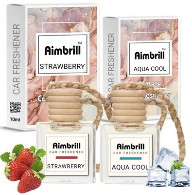 aimbrill Strawberry, Aqua Cool Car Freshener Diffuser Car Air Fresheners, Strawberry and Aqua Cool Fresh Scents, 10ml Each(2 x 10 ml)