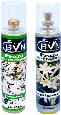 BVN International Jasmine, Rajanigandha Spray Set of 2 Jasmine and Rajanigandha room Freshener Spray 250ml – Long-lasting Fragrance, Eco-friendly, Room Freshener(2 x 250 ml)