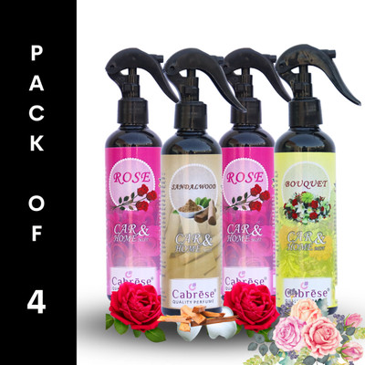 CABRESE Rose, Rose, Sandalwood, Bouquet Spray Black bottle packaging premium room freshener(4 x 250 ml)
