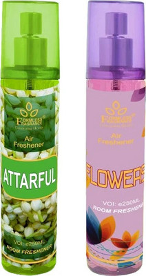 Wildplay Attarful & Flower Room Air Freshener Car Freshener Spray Flower & AttarFul 250ml Each(2 x 250 ml)