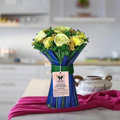 IRIS Dry Unscented Flower Bouquet Potpourri Self Standing Flower Bouquet- Yellow - Unscented(1 Units)