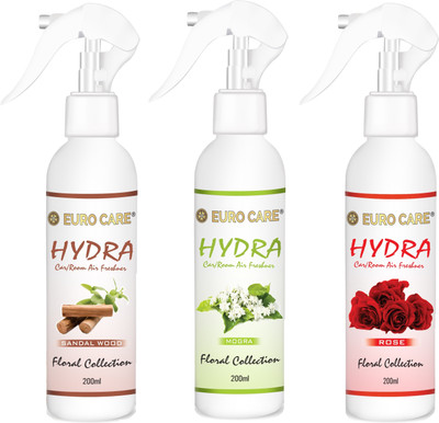 Euro Care Rose, Mogra, Sandal wood Car Freshener Spray Rose-Mogra-Sandal wood-Scent(600 ml)