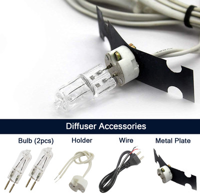 Aatiutik Electric Diffuser Accessories - Mirchi Bulb | 1.25m Wire | Bulb Holder | Holder Diffuser Set Aroma Diffuser Accessories - 2 Mirchi Bulb | 1.25m Wire | Bulb Holder | Metal Holder(7 x 1 Units)