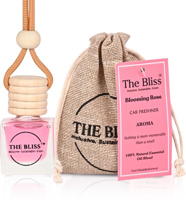 The Bliss Car Air Freshener in Glass bottle with Wooden Diffuser Lid (Blooming Rose) Diffuser(10 ml)