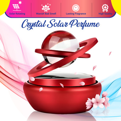 MIKANIX Red Alloy Solar Rotating Car Dashboard Air Freshener Aroma Diffuser Perfume Car Freshener Diffuser Alloy Solar Rotating Car Dashboard Air Freshener Aroma Diffuser Perfume Red(1 Units)