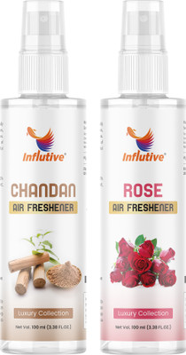 Influtive Air Freshener Original Chandan & Rose Air Freshener For Home,Car & Office Spray Combo of 2 Air Spray- Original 100ml Each for Freshener Home, Car & Office Spray (2 x 100ml)(2 x 100 ml)