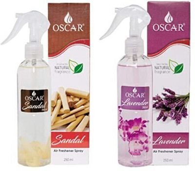 OSCAR Sandal & Lavender Spray Sandal & Lavender Room Air Freshener Combo Pack of 2(2 x 250 ml)