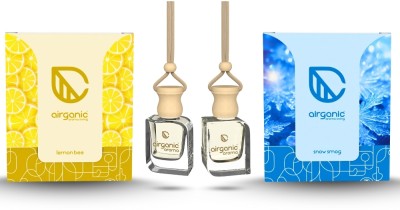 Airganic Combo : Lemon Bee & Snow Smog Essential Oils in Glass Bottle with Diffuser Lid Car Freshener Diffuser(2 x 1 Units)