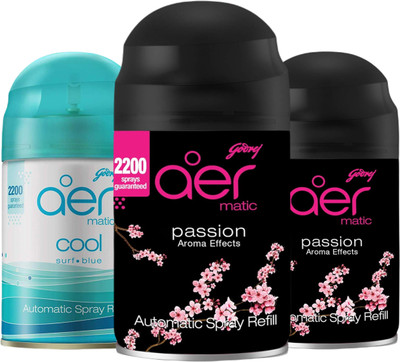 Godrej Aer PASSION, COOL Refill Aer Matic Refill GJ,BL,PSS2(3 x 225 ml)